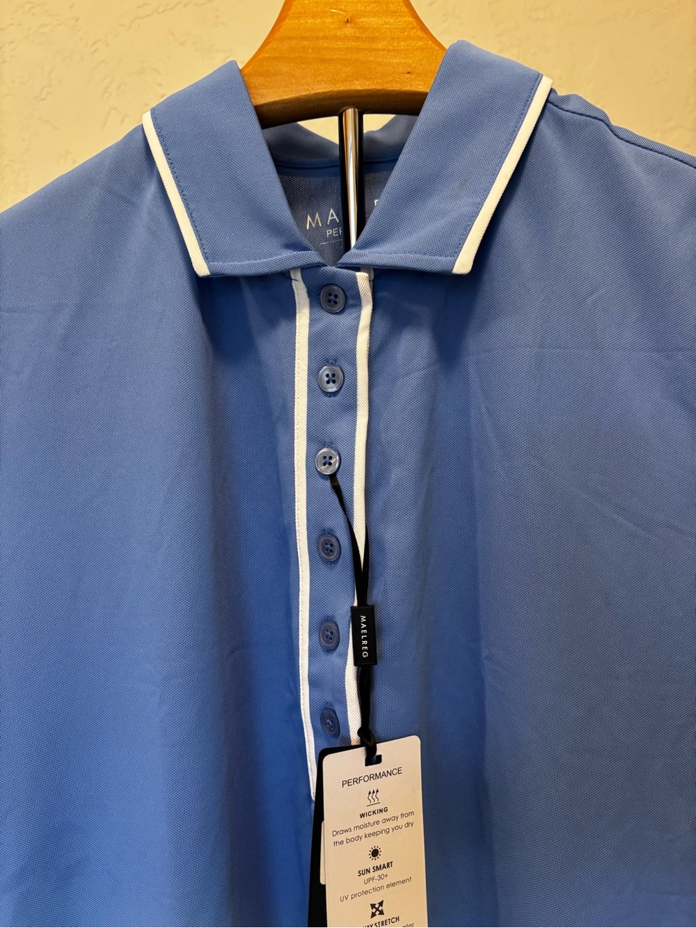 NWT Maelreg Women’s Polo Shirt Blue Performance Golf UPF 30 Size L - Picture 4 of 10
